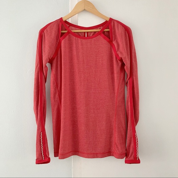 lululemon athletica Tops - LULULEMON red open back long sleeve running top 6